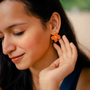 Orange Pop Petals Studs