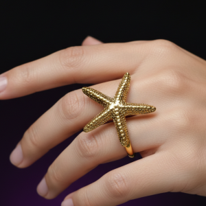 Golden Starfish Anti-Tarnish Statement Ring