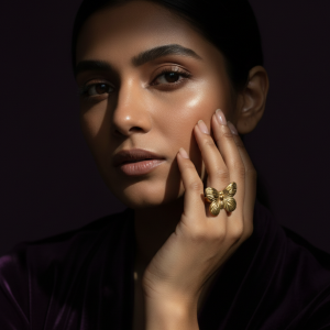 Golden Flutter Anti-Tarnish Statement Ring