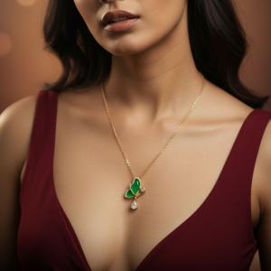 Emerald Flutter Anti-Tarnish Necklace